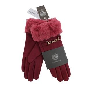 Vince Camuto Womens Faux Suede Fur Cuff Gloves Sz Medium #GL61PME